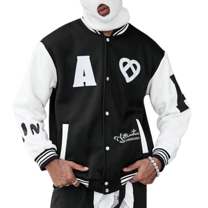 Vêtements d'hiver College Baseball Jacket pour hommes Noir et blanc Varsity Outerwear Street Style Premium Quality Custom Wholesale - Product Image 1