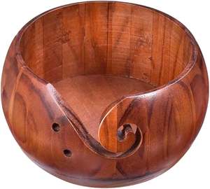 Cuenco de madera de acacia natural al por mayor con orificios para hilo, tamaño personalizado, ecológico, a la moda, herramienta de tejido a mano de alta calidad - Product Image 2