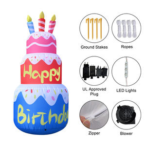 เค้กวันเกิดเป่าลมขนาด 6 ฟุต ของตกแต่งเป่าลมขนาดใหญ่สำหรับงานปาร์ตี้ในสวนกลางแจ้ง ฉลองสีสันสดใส - Product Image 6