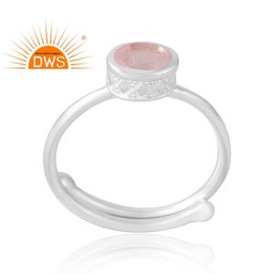 Anillo de piedras preciosas de cuarzo rosa Natural de Plata de Ley 925 más vendido, joyería personalizada para mujer, regalo para ella - Product Image 1