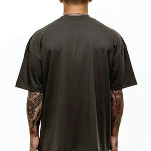 2023 haute qualité large Boxy blanc T-shirt poids lourd coton T-Shirt surdimensionné gris goutte épaule T-shirt pour hommes - Product Image 6