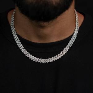 Luxury Iced Out Cuban Link <b>Chain</b> Necklace VVS Moissanite Hip Hop Jewellery Rhodium Plated Orthodox Party Gift in <b>Silver</b> Finish - Product Image 3