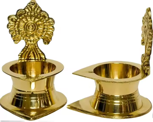 Antiguo tradicional latón puro Shankh Chakra Diya lámpara religiosa hindú adoración linterna para decoración del hogar Pooja decoración de la habitación - Product Image 3
