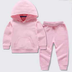 Chándal para niños OEM ODM para niñas, Sudadera con capucha de algodón con logotipo personalizado y pantalones para correr, conjunto de dos piezas - Product Image 4