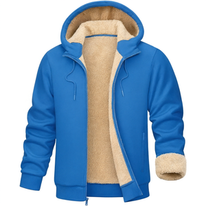<b>Men's</b> Custom <b>Sherpa</b> Lined Zip-Up <b>Hoodie</b> 100% Cotton Fleece 340 GSM OEM Logo Embroidery - Product Image 2