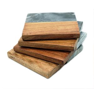 Compre posavasos de mármol y madera en línea en la India Posavasos de mango de madera natural y mármol Hecho EN LA India - Product Image 3