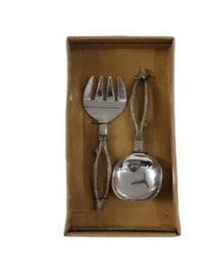 Juego de servidor de ensalada de acero inoxidable forjado a mano Cubiertos elegantes con asas pulidas de espejo plateado Cubiertos Premium para uso en comedor - Product Image 2