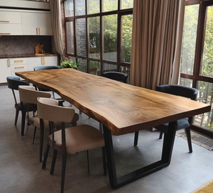 Mesa de Comedor Cuadrada Moderna Hecha a Mano de Madera Maciza Ecológica con Patas de Metal para Muebles de Hogar, Hotel, Villa, Escuela, Cocina, 6 Plazas - Product Image 2