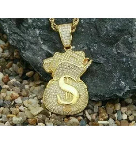 2Ct Round Cut Lab-Created Diamond Hip Hop Colgante para hombre 14K Acabado en oro amarillo - Product Image 2