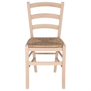 Sedia da pranzo rustica WELL HOME con seduta in paglia grezza, finitura non verniciata, 42,5x41x87,5 cm - Product Image 1