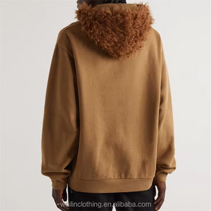 Basics Cotton Blended Custom 100%Cotton Drawstring Kangaroo Pocket <b>Fur</b> Hood Pullover <b>Hoodie</b> for Men Reasonable Price OEM Service - Product Image 3