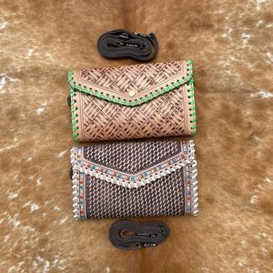 Sculpture usiné à la main portefeuille pochette coque de téléphone élégant multi-usages cuir occidental nouveauté portefeuille pour les multi-usages des femmes - Product Image 3