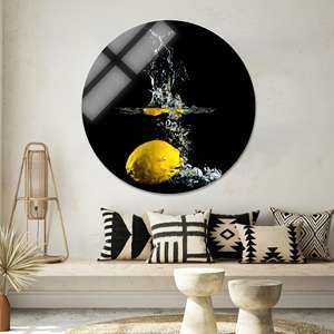 Impression sur toile pour cuisine moderne avec cadre noir : Art mural élégant, verre circulaire - Product Image 1