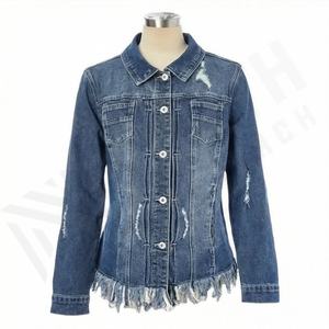 Chaqueta Vaquera Elegante para Mujer, Cuello Otoñal, Algodón Acabado, Impermeable, Holgada, Corta, con Cinturón, Cremallera, Estilo Urbano y Moderno - Product Image 1