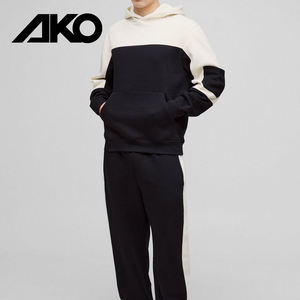 High Quality Custom Design Logo Cotton Regular Fit <b>Colour</b> <b>Block</b> Hooded Tracksuit 2 Pieces Set Gym Workout Wear Tracksuit for Men - Product Image 1