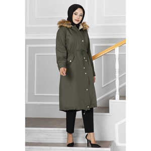 เสื้อคลุมฮิญาบ Ayla Khaki พร้อมเข็มขัดแบบทอผ้า - Product Image 4