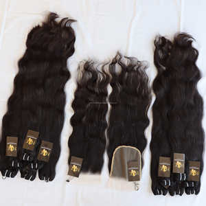 Paquete de cabello humano virgen peruano liso con cierre, mechones de cabello humano sin procesar, tejido, hueso - Product Image 2