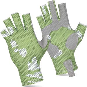 Lightweight Polyester Camouflage Fishing <b>Gloves</b> with <b>Fingerless</b> Design Sun Protection and Breathable Comfort - Product Image 2