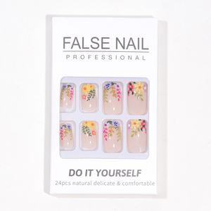 Venta al por mayor 24 piezas ABS Little Flower Design Press-On Finger Nails ABS <span class=keywords><strong>Uñas</strong></span> postizas con caja de embalaje y pegamento para <span class=keywords><strong>uñas</strong></span> Precio de fábrica - Product Image 5