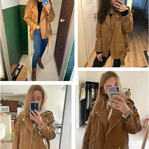 แจ็กเก็ตหนังสำหรับผู้หญิงทรงพอดีตัวและดีไซน์เรียบง่ายปรับแต่งได้ - Product Image 6