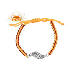 Bracelet macramé en argent sterling oxydé, design feuille, bijou personnalisé pour femme, cadeau pour elle - Product Image 4