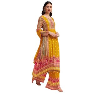 Abito Palazo stampato giallo senape all'ingrosso abbigliamento etnico donna OEM fabbrica fornitore all'ingrosso di moda personalizzato - Product Image 3