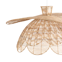 Abat-jour en rotin fait à la main tissé suspension Lotus fleur forme plafonnier décoratif éclairage en osier pour salon chambre