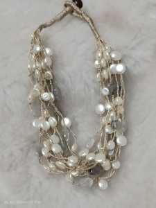 Conjuntos de collar de compromiso de boda de estilo étnico de Bollywood chapado en oro para mujer Pearl Mala con tipo de cadena de hilo de latón y circón - Product Image 5