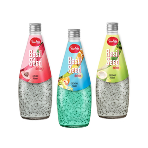 เวียดนาม อินเตอร์เฟรช ราคาดีที่สุด รับผลิตแบบ OEM ขายส่ง เครื่องดื่มเมล็ดโหระพาเขตร้อน 290 มล. รสผลไม้ผสมมะม่วง พร้อมตัวอย่างฟรี - Product Image 1
