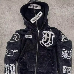 Sweat à capuche zippé brodé sérigraphié lourd sweats à capuche personnalisés pour hommes sweats à capuche surdimensionnés à fermeture éclair imprimés Dtg pour hommes - Product Image 3