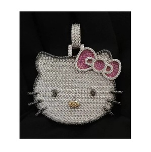ลดกระหน่ำสร้อยคอรูปแมว Hello Kitty สำหรับเด็กผู้หญิงน่ารักสร้อยคอรูปการ์ตูนประดับเพชรเต็มจี้สำหรับงานเลี้ยงของขวัญ
