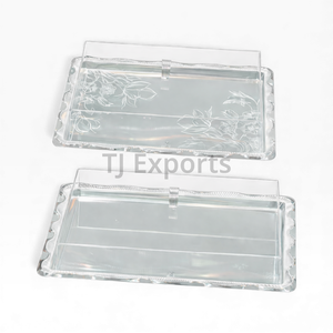 Rectangular Acrylic <b>Chocolate</b> Server with Matte Black Pedestal Base for Modern Buffet and Dessert Presentation - Product Image 5