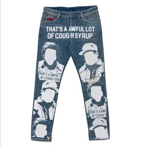 กางเกงยีนส์ถักคุณภาพสูงสำหรับผู้ชาย ลายปัก ดีไซน์สกรีนโลโก้ สไตล์ญี่ปุ่น ผ้าหนา ซักทราย ขั้นต่ำในการสั่งซื้อน้อย - Product Image 4