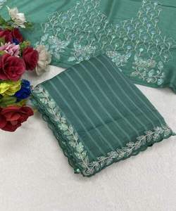 Diseñador Georgette bordado secuencia vestido de trabajo parte inferior con dupatta desgaste del partido precio al por mayor Ropa Étnica - Product Image 2