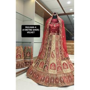 Dernier modèle Design Velvet Lehenga Choli pour femmes, vêtements de mariage et de fête, style indien et pakistanais, prix - Product Image 4