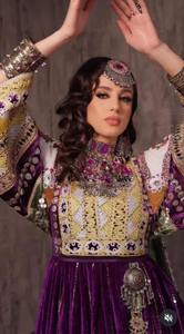 Robe traditionnelle ethnique pakistanaise vintage, faite à la main, pour mariage, longueur au sol, couleur personnalisée, motif floral - Product Image 4