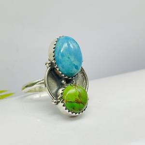 Bague de mariage vintage en argent sterling 925 faite à la main bague de mariage en turquoise naturelle bague de créateur classique pour idée de cadeau de fête - Product Image 6