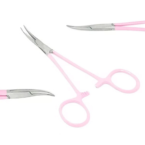 Premium Pet Hair-Tick Puller 5 "Curved" Fine "Poignée de verrouillage" Rose "Couleur - Product Image 1