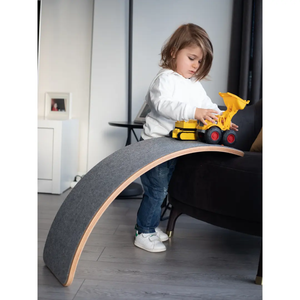 Planche d'équilibre pour le yoga Planche d'équilibre durable pour enfants Réformateur Pilates Planche de contreplaqué Blanc avec feutre bleu Artisanat exceptionnel - Product Image 2