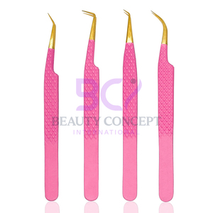 Pretty Soft Pink Color Eyelash Tweezers Different Color Pointed New Arrival Non Slip Product Eyelash Extension Tweezers - Product Image 6