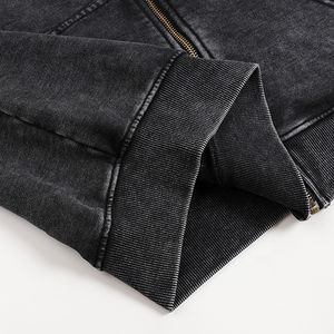 Sweat à capuche surdimensionné lourd 100% coton pour hommes de grande taille fermeture éclair complète avec des blancs d'hiver de conception brodée pour la personnalisation - Product Image 3