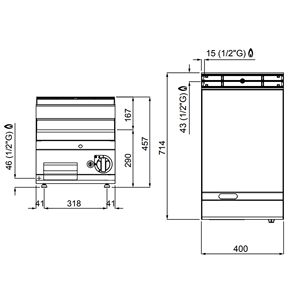 Plancha de Gas Comercial - 6.9kW - Placa Lisa - Área de cocción: 395x500mm - Product Image 5