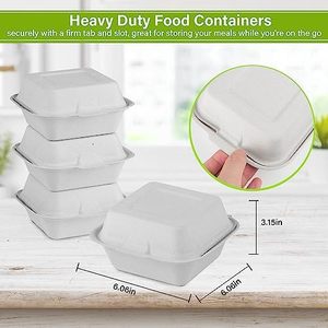 Haute qualité 6x6 pouces biodégradable canne à sucre bagasse jetable boîte à hamburger stocké à emporter emballage alimentaire pour hamburgers 2025 - Product Image 5