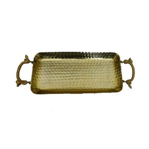 Nouveau plateau de service décoratif en aluminium pour ustensiles de cuisine à la maison plateau à salade et petit-déjeuner avec poignée fini or fait à la main - Product Image 6