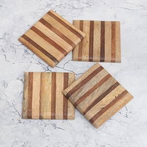 Natural Polished Square Shape Antique Wooden <b>Coaster</b> for Gifting Personalized Wooden <b>Coasters</b> <b>Set</b> Wooden Rustic Hand Carved - Product Image 6