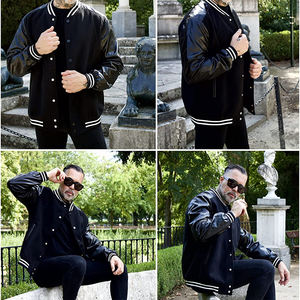 Veste d'université de haute qualité avec manches en cuir de corps en laine en gros tendance de la mode OEM pour hommes femmes et vestes d'usure unisexes - Product Image 6