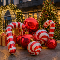Décorations de Noël gonflables géantes en forme de canne à sucre, ensemble de boules miroir, décorations de vacances personnalisées pour les centres commerciaux, les hôtels et les événements