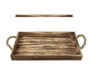 Bandeja de servicio de madera antigua hecha a mano, bandeja redonda de hierro de cobre de tamaño personalizado para comedor en casa, bandeja de bambú de estilo clásico, servicio de comida - Product Image 4