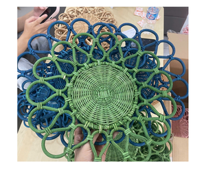 Rattan <b>placemat</b> round woven charger plates <b>seagrass</b> boho water hyacinth handmade eco friendly Rattan <b>placemat</b> from Vietnam - Product Image 1