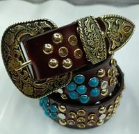 Ceinture en cuir de luxe pour homme et femme, avec boucle en alliage ornée de strass brillants, design unique, cristal, marque NIDA, 3,5-3,8 cm